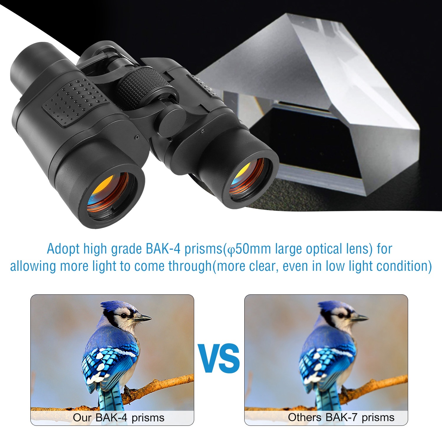 Portable HD Binoculars With FMC Lens Low Light Night Vision Telescope For Bird Watching Hunting Sports Events Concerts Adventure With Shoulder Strap Bag - Image 3
