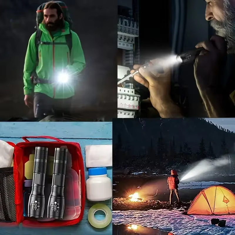 High Power LED Tactical Flashlight 5-Mode Light Zoom Waterproof Portable Torch For Camping Hiking Outdoor Hunting Aluminum Alloy Bright Tactical Flashlight LED 5 Modes Zoomable Searchlight Handheld - Image 5