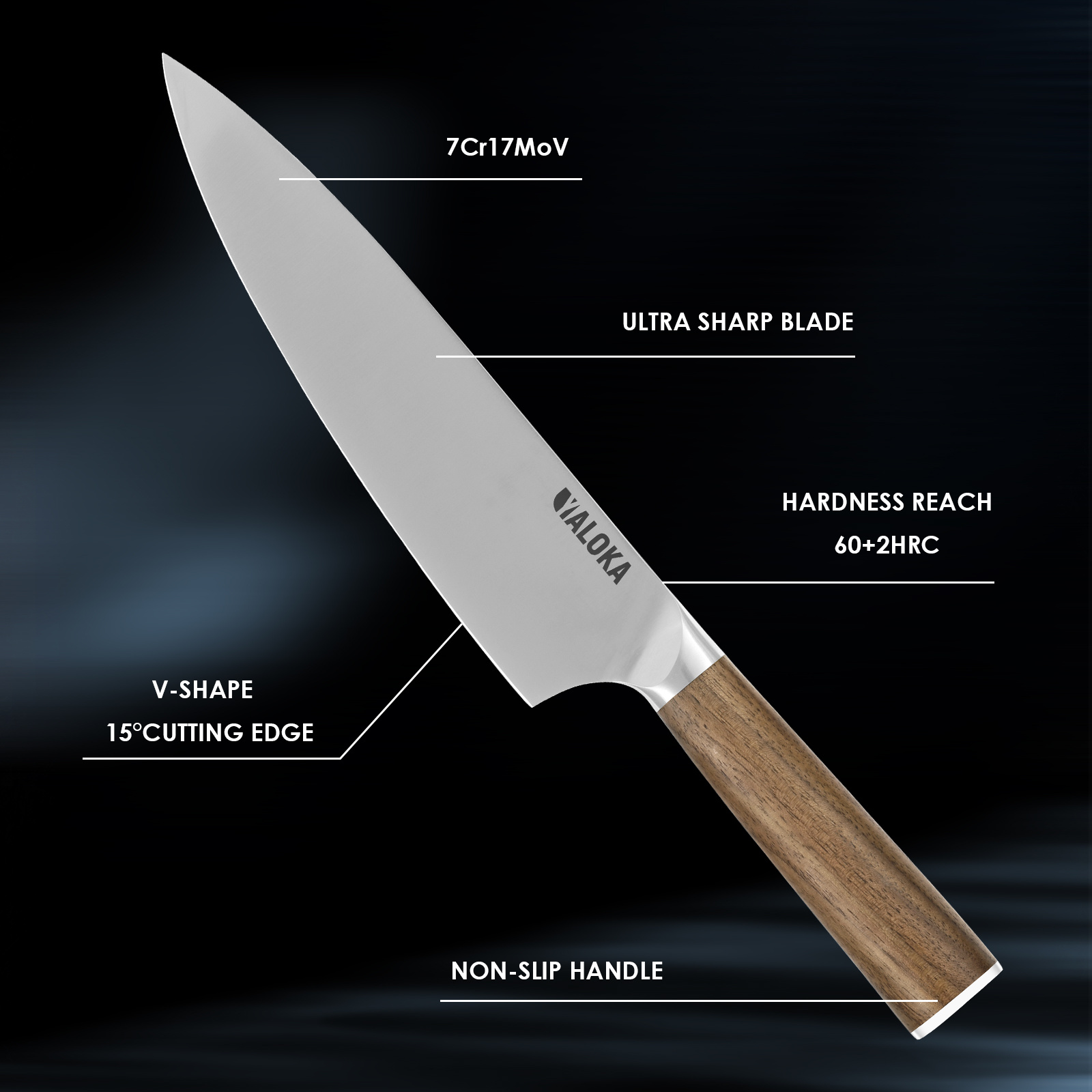 Chef Knife - 8-Inch Professional Japanese Kitchen Knife, Ultra Sharp Gyuto Knife Full Tang Ergonomic Natural Wood Handle, Cooking Knife With Gift Box - Image 2