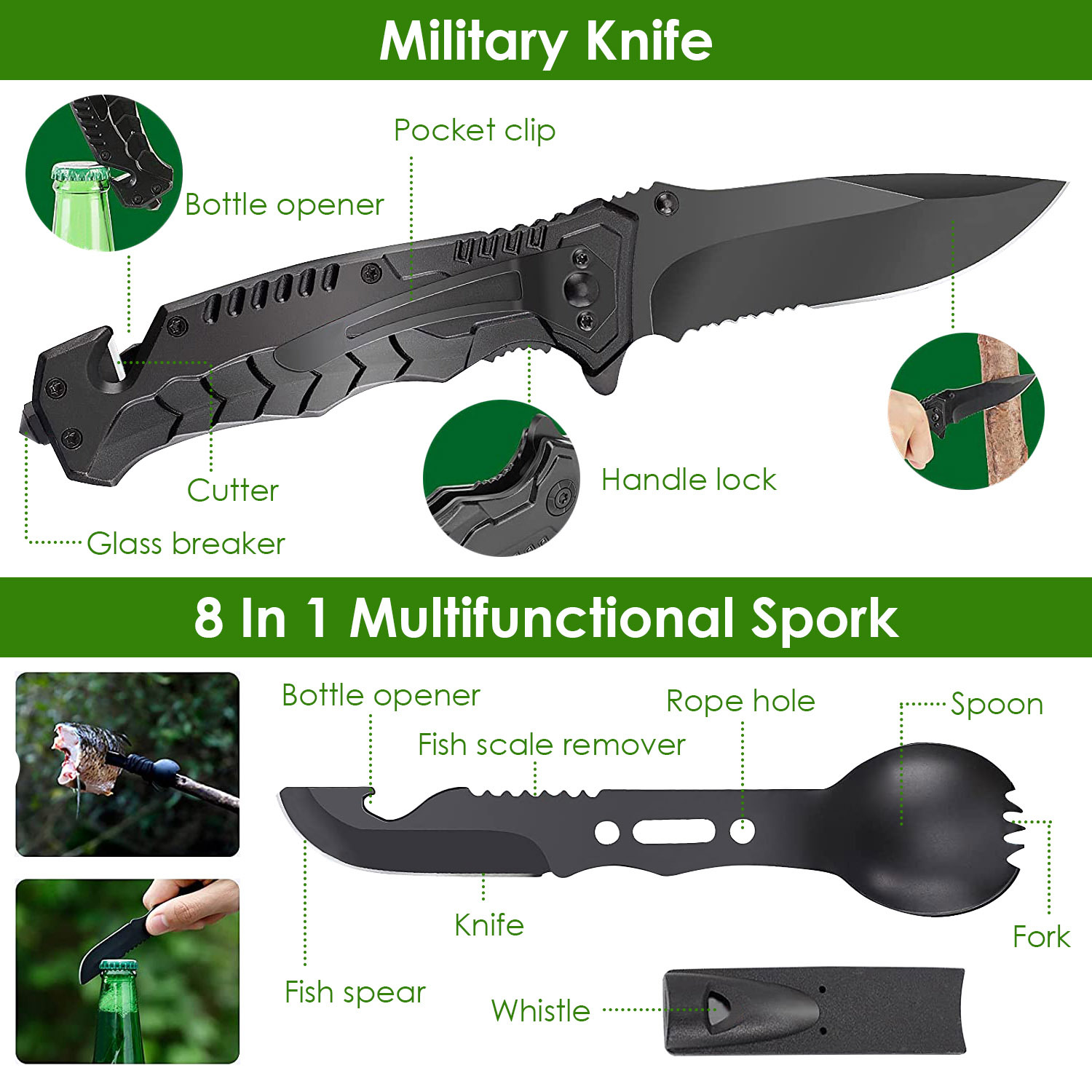 47Pcs Emergency Survival Kit Survival EDC Gear Equipment Tool First Aid Supplies Kit Tools With Pouch For Hiking Hunting Disaster Camping Adventure - Image 2