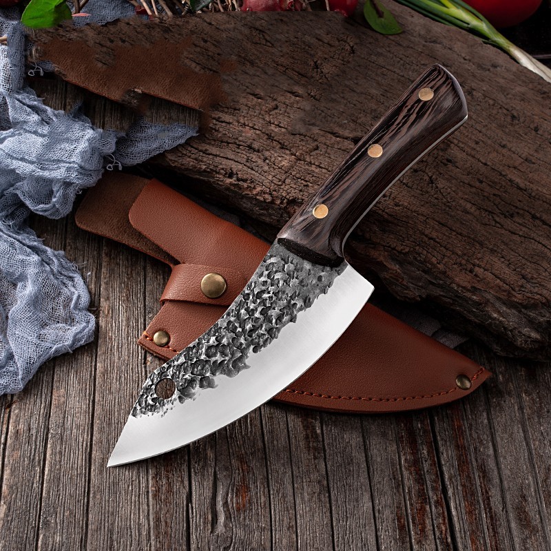 Segmented Forged Leather Sheath Sharp Non-grinding Picnic Knife - Image 8