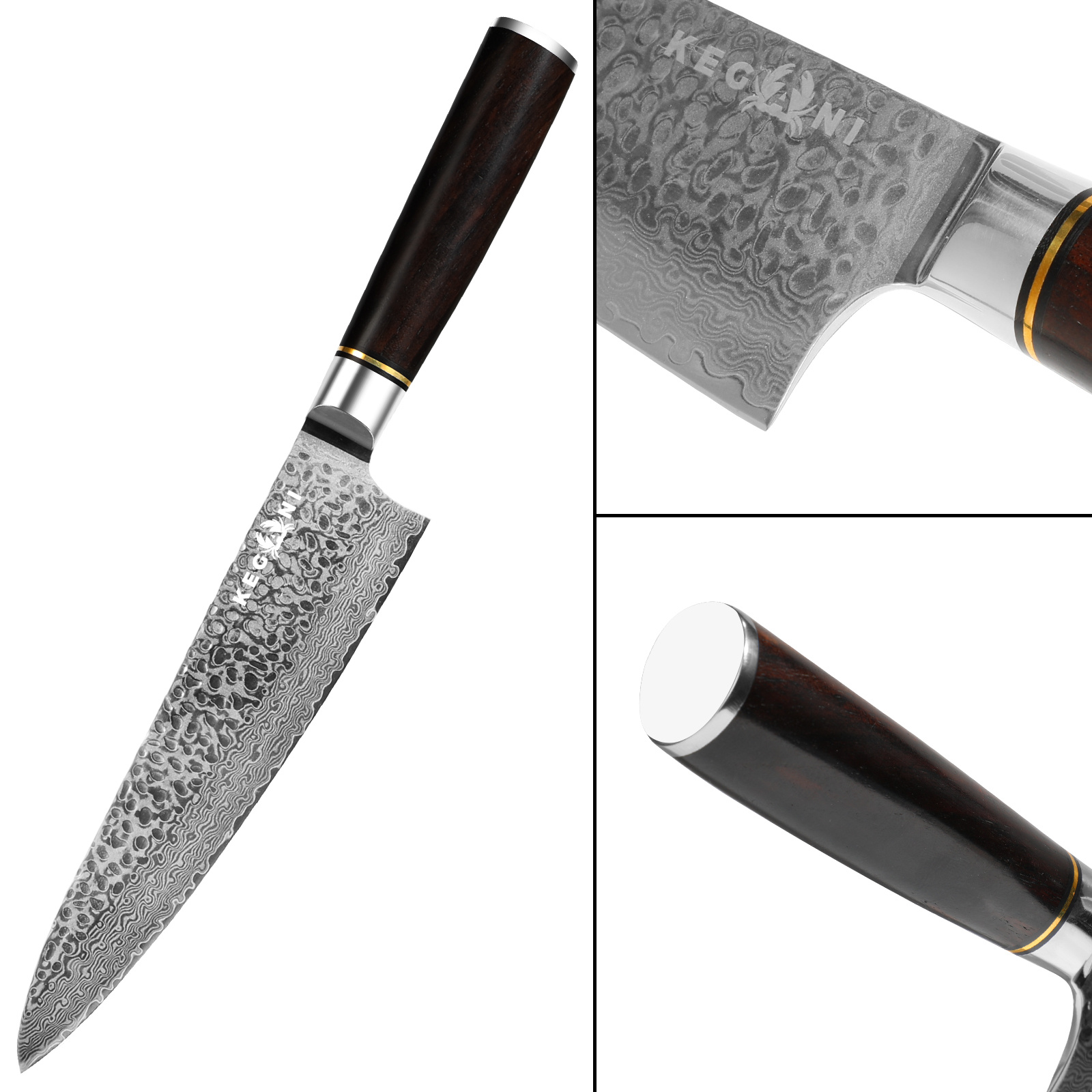 Kegani 8 Inch Japanese Chef Knife, 67 Layers Japanese VG10 Damascus Steel Chefs Knife, Professional Chef's Knife With Pakkawood Handle - Image 4