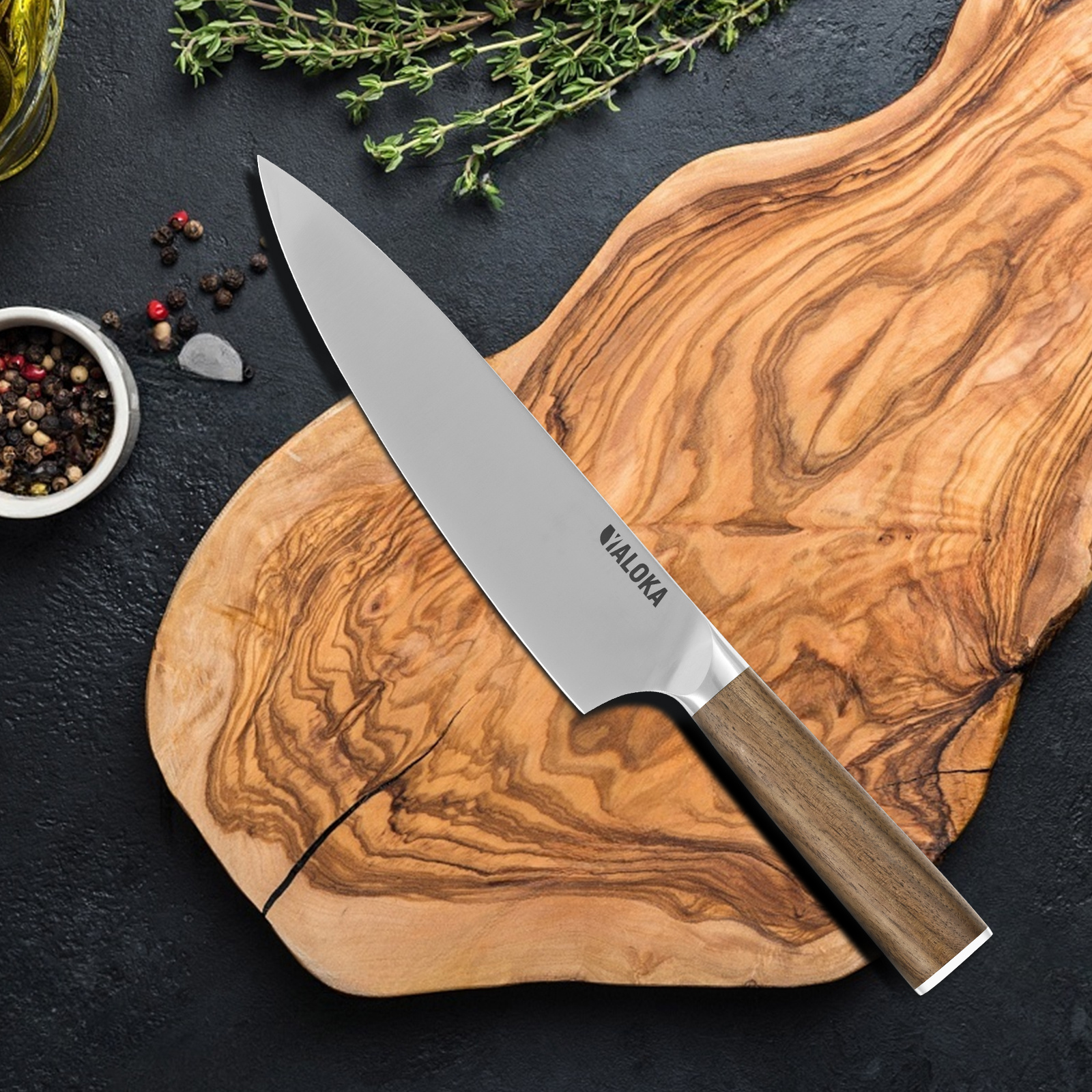 Chef Knife - 8-Inch Professional Japanese Kitchen Knife, Ultra Sharp Gyuto Knife Full Tang Ergonomic Natural Wood Handle, Cooking Knife With Gift Box - Image 5