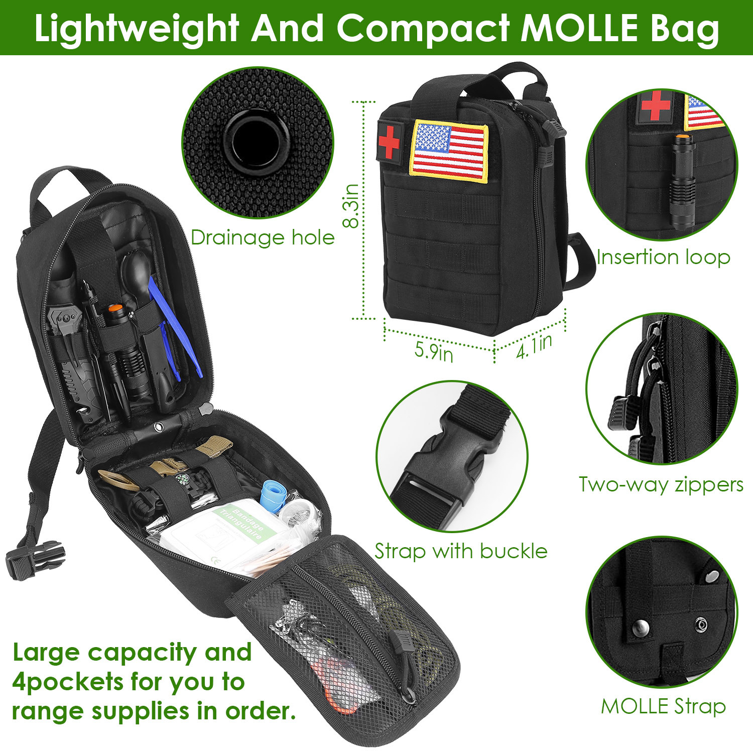 47Pcs Emergency Survival Kit Survival EDC Gear Equipment Tool First Aid Supplies Kit Tools With Pouch For Hiking Hunting Disaster Camping Adventure - Image 10