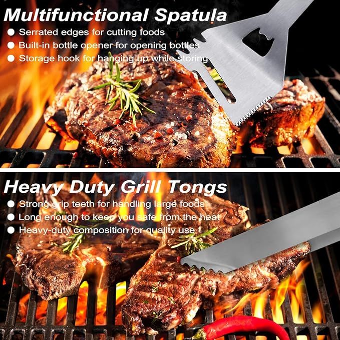 POLIGO 29 PCS BBQ Grill Accessories Stainless Steel BBQ Tools Grilling Tools Set With Storage Bag For Fathers Day Dads Birthday Presents - Camping Grill Utensils Set Ideal Grilling Gifts For Men Women - Image 9