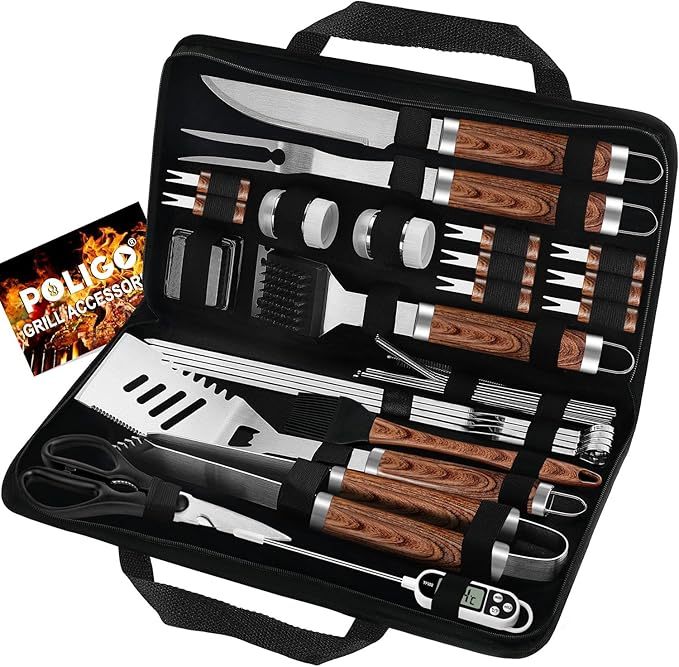POLIGO 29 PCS BBQ Grill Accessories Stainless Steel BBQ Tools Grilling Tools Set With Storage Bag For Fathers Day Dads Birthday Presents - Camping Grill Utensils Set Ideal Grilling Gifts For Men Women - Image 4